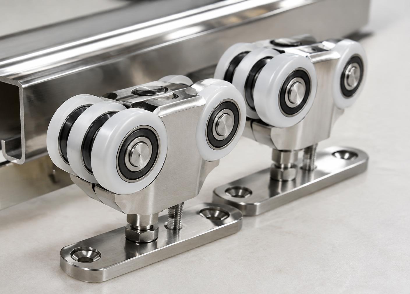 New heavy-duty stainless sliding door rollers and track